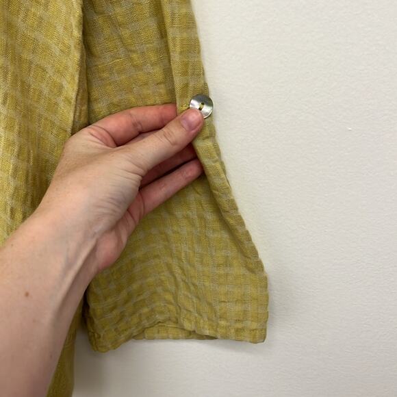 Linnea Linen-Blend Artsy Lagenlook Boxy Roll Tab Lightweight Wide Neck Top Small - Picture 12 of 14